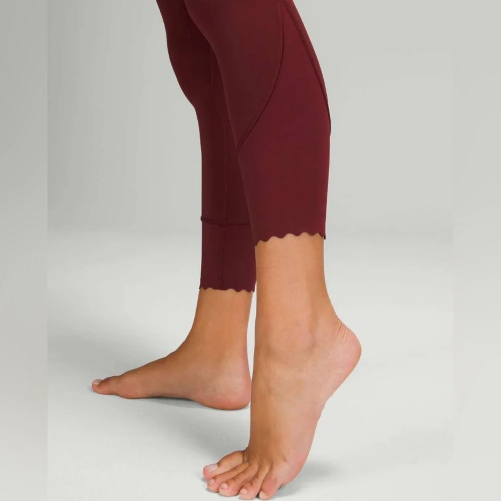 Lululemon Align Scalloped Hem High-Rise Pant 25". Size 4. Red Merlot. - Picture 5 of 9